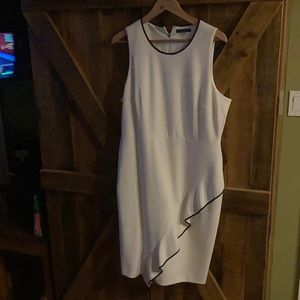 White Dress with navy trim